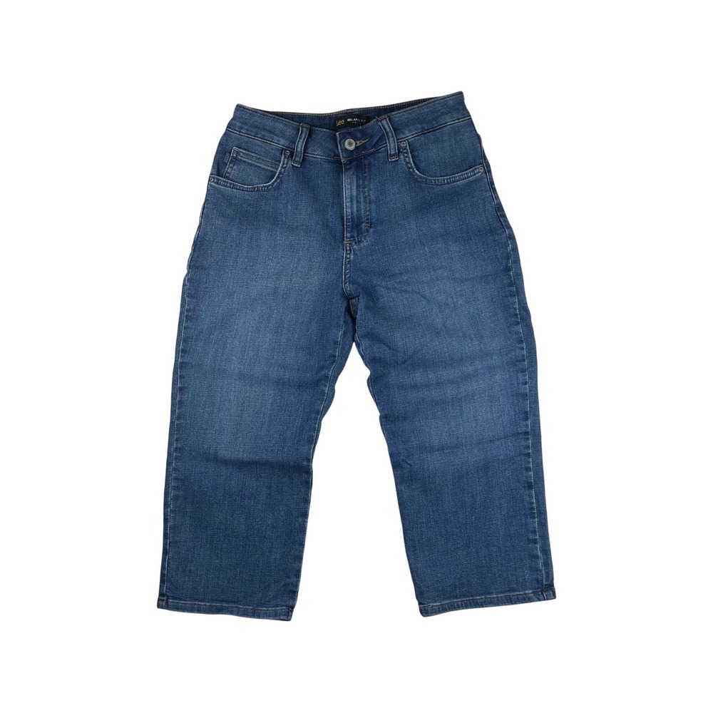 Lee Relaxed Fit Mid Rise Cropped Jeans Medium Wash Denim Size 4M